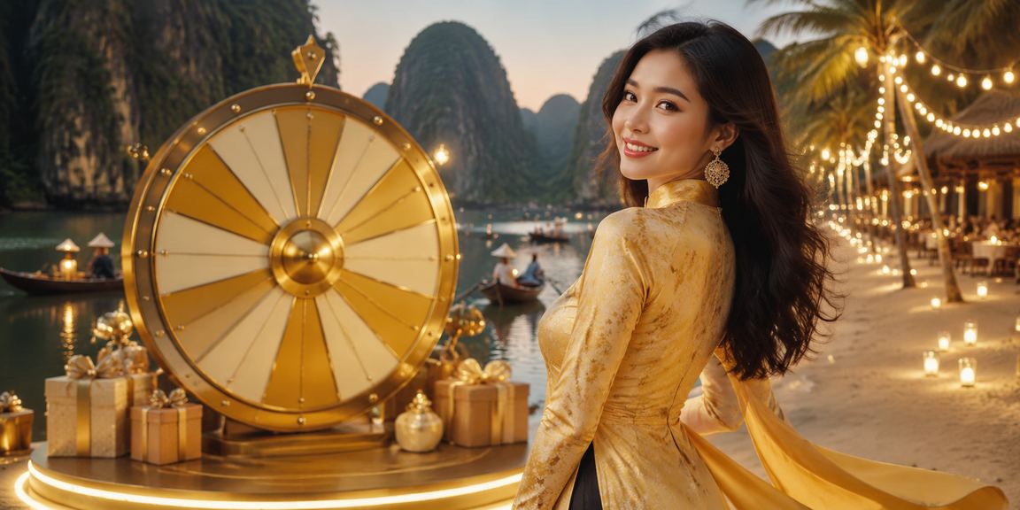 Người chơi slot jackpot trực tuyến với phong cảnh Ninh Bình yên bình phía sau